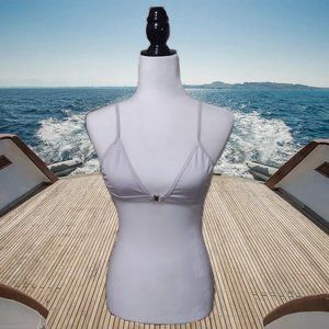 2 Piece White Bikini with Front Metal Clasp Closure and Cheeky Booty bottom Set